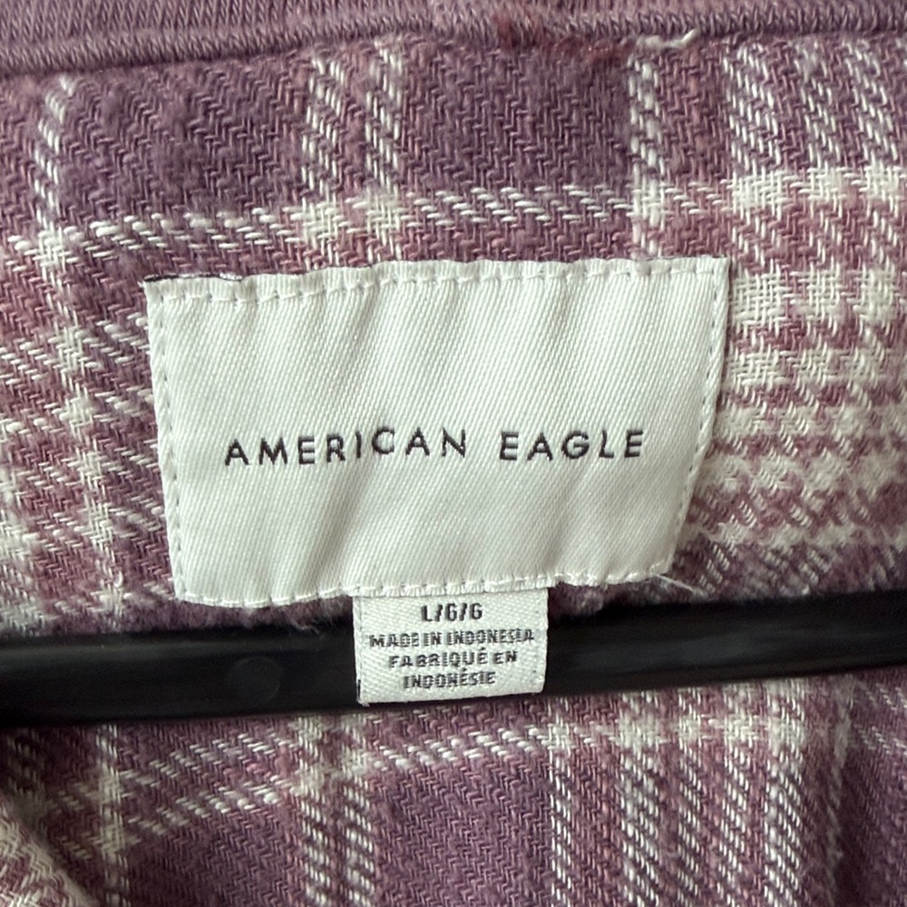 American Eagle Outfitters Purple Plaid Flannel Shirt - Picture 2 of 5